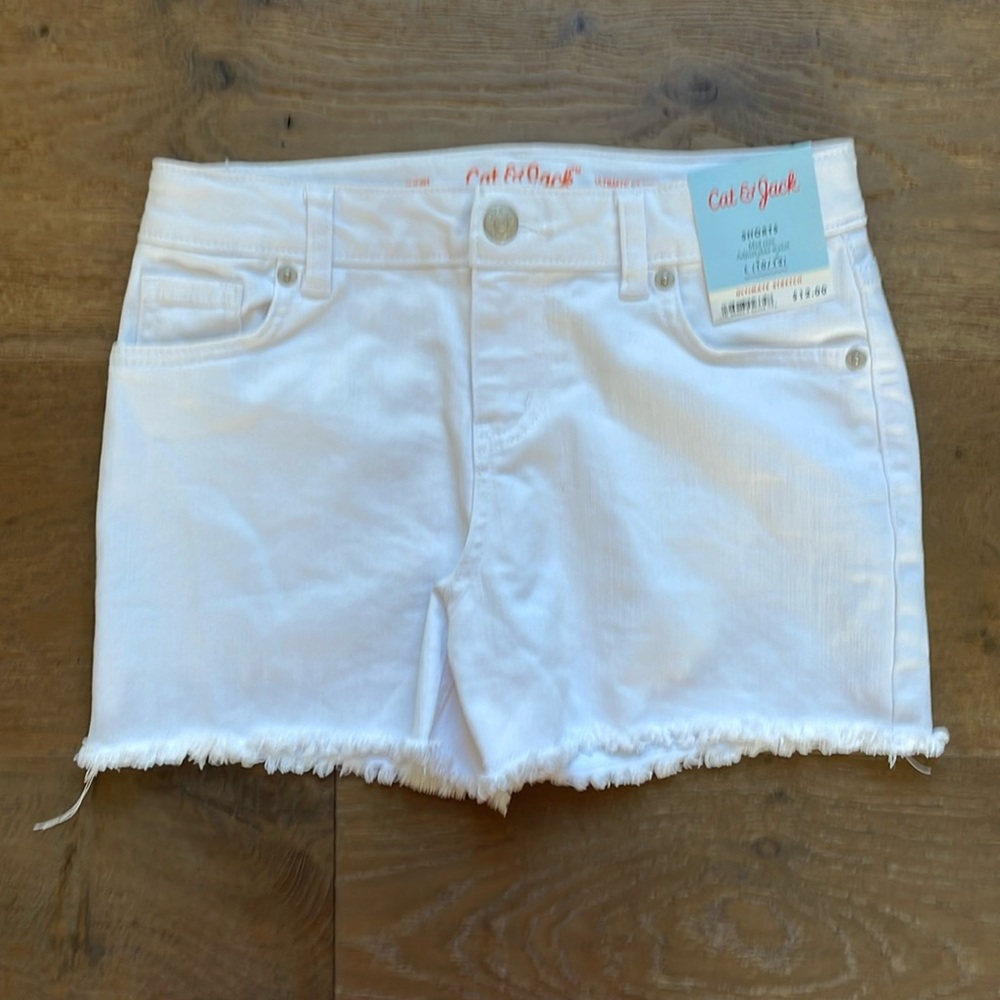 Cat & Jack Adjustable Waist Mid Rise Shorts Size Large 10 / 12 Snap Closure NWT